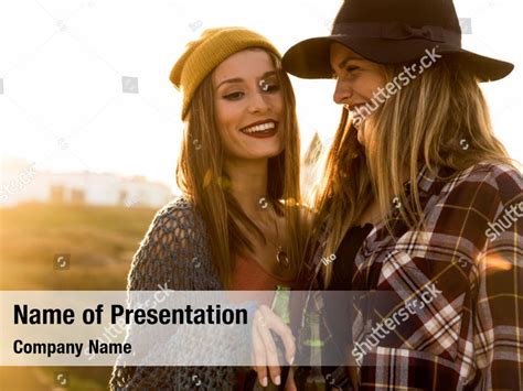 Best Two Beautiful Friends Outdoor Powerpoint Template Best Two