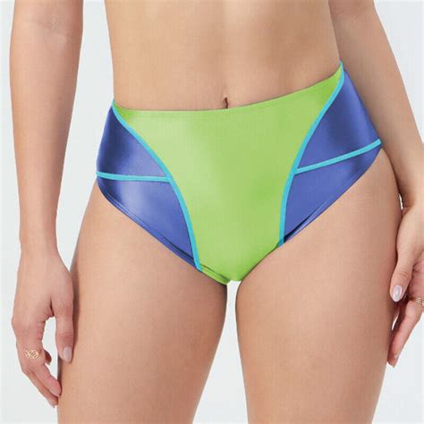 Amoresy Women Satin Oil Swimwear Split Bikini Patchwork Swimming Trunks Leotards Ebay