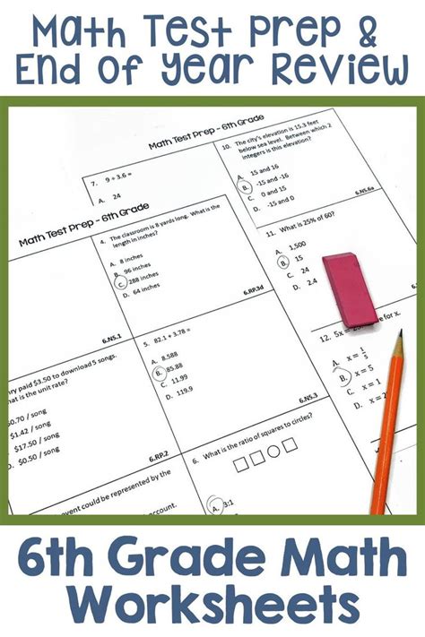 6th Grade Math Review and Test Prep Worksheets | Math test prep, Math review, Math test