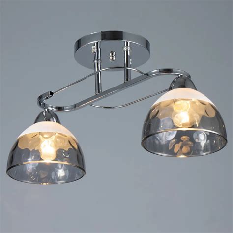 ᐉ Люстра потолочная на 2 стеклянных плафона с белыми линиями Sirius Л ...