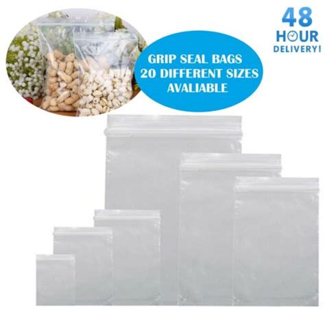 Grip Seal Bags Self Resealable Clear Polythene Poly Plastic Zip Lock