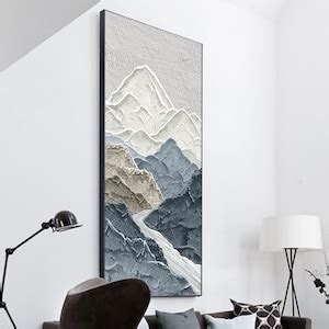 Abstract Mountain Oil Painting on Canvas, Large Wall Art, Original ...