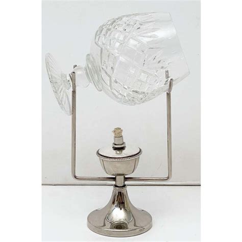 English Silver Brandy Warmer With Cut Crystal Glass Snifter | Chairish