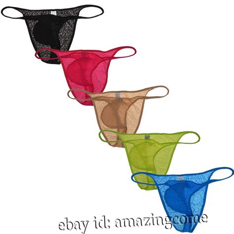 Men Hipster Brazilian Bikini Briefs Jacquard Lace Underwear Cheeky String Briefs EBay