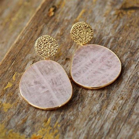 Boucles D Oreilles Pierre Naturelle De Quartz Rose Chakras Shop