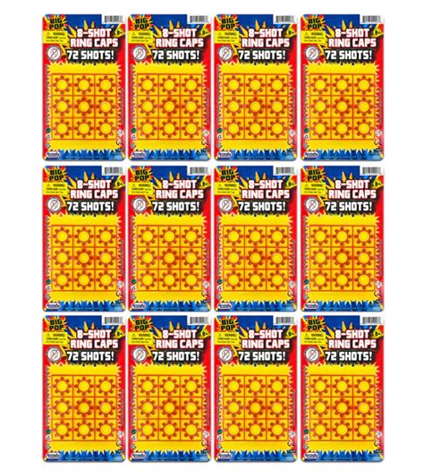 8 Shot Ring Cap Refills For Toy Cap Gun 12 Cardspack 864 Shots Total