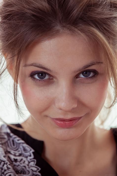 Looking At Viewer Metart Brunette Face Clarice A Women Blue Eyes