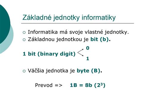 Informatika Inform Cia Jednotky Informatiky Ppt St Hnout