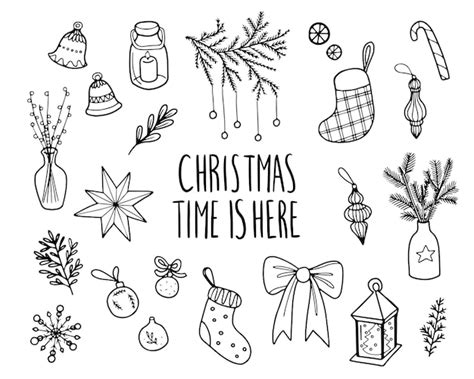 Premium Vector Set Of Hand Drawn Doodle Style Christmas Elements