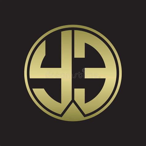 YE Logo Monogram Circle With Piece Ribbon Style On Gold Colors Stock