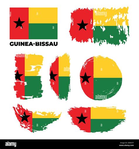 Flag Of Guinea Bissau Vector Illustration On White Background Stock