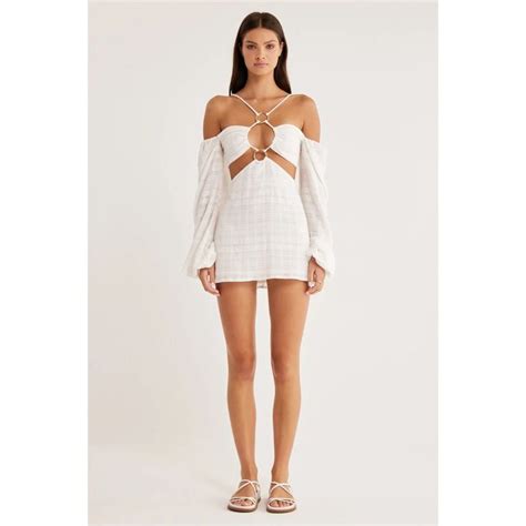 Rumer AMOURA LS MINI White Long Sleeve Small NWT Mini Dress