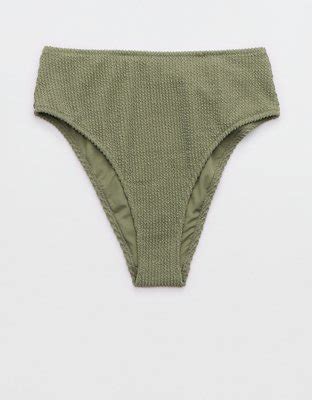 Aerie Shimmery Crinkle High Cut Cheeky Bikini Bottom