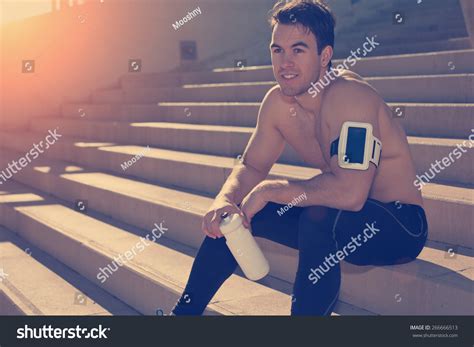 Male Athlete Naked Torso Sitting Resting Stock Photo Shutterstock