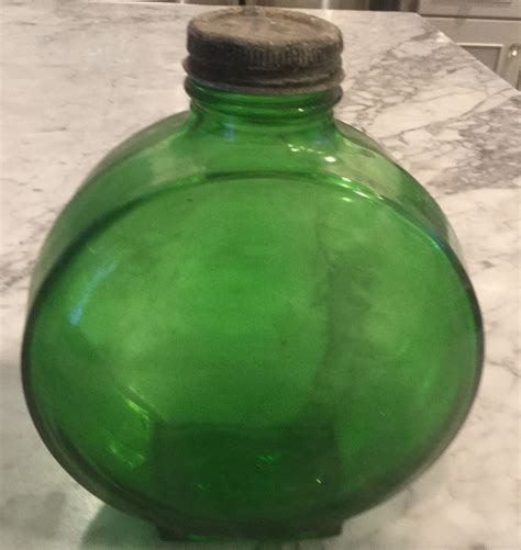 Vintage 1940s Sunsweet Prune Juice Emerald Green Glass Canteen Shape Bottle Jar Ebay