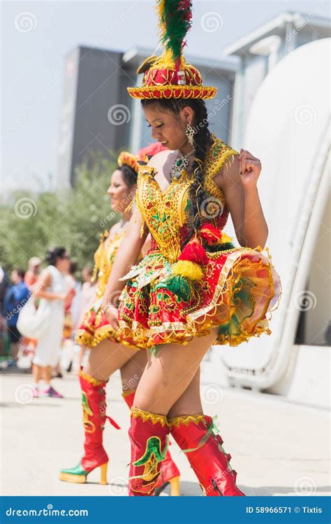 People Taking Part In The Bolivia National Day At Expo 2015 In M
