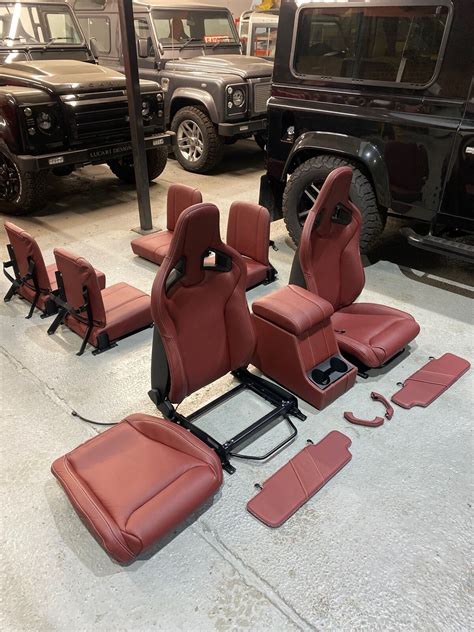 Red Burgundy Leather Interior Cubby Recaro Seats Fits Land Rover Defender 90 Ebay