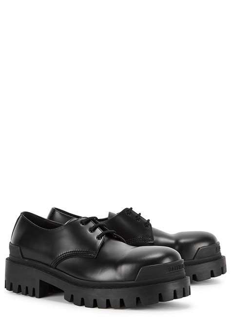 Balenciaga Strike Black Leather Derby Shoes For Men Lyst