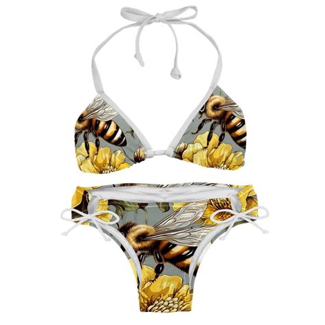 Starry Bees In The Sky Swimsuit Women Bikini Set With Detachable Sponge And Adjustable Strap
