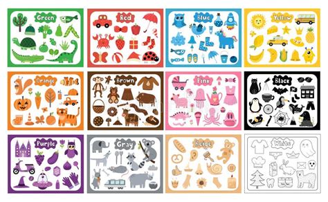 Color Objects Bundle. Primary Colors Big Collection with Flash Cards in ...