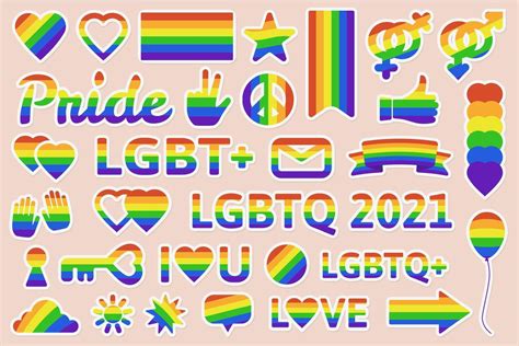 Lgbtq Pride Elements Pride Lgbt Community Rainbow Flags Freedom Peace And Love Symbols Gay