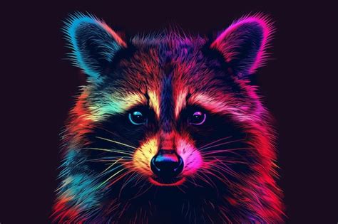 Premium Photo Raccoon Pop Art Style Abstract Raccoon Portrait On A
