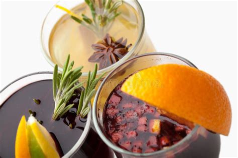 Traditional Winter Hot Alcohol Drinks Mulled Wine With Orange S Stock Image Image Of