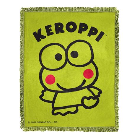 Sanrio Keroppi Friendly Froggy Woven Jacquard Throw Blanket 46x60 Inch