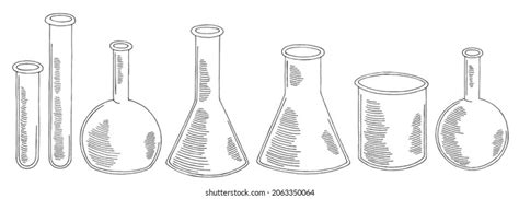 Flask Set Empty Graphic Black White Stock Vector Royalty Free