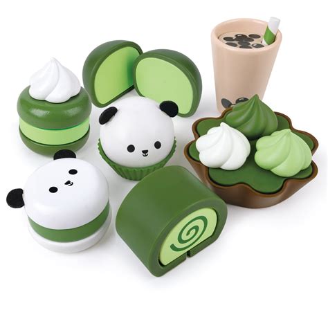 Детски дървен комплект, Hape, Десерт от зелен чай, 8 части - eMAG.bg