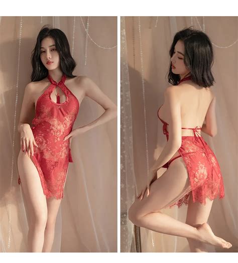 Women Flirting Qipao Lingerie Party Dress Cosplay Costumes Passion Charm Mini Dresses Nightclub