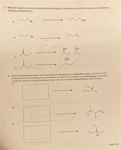 Solved 7 Fill In The Reagents And Reaction Conditions