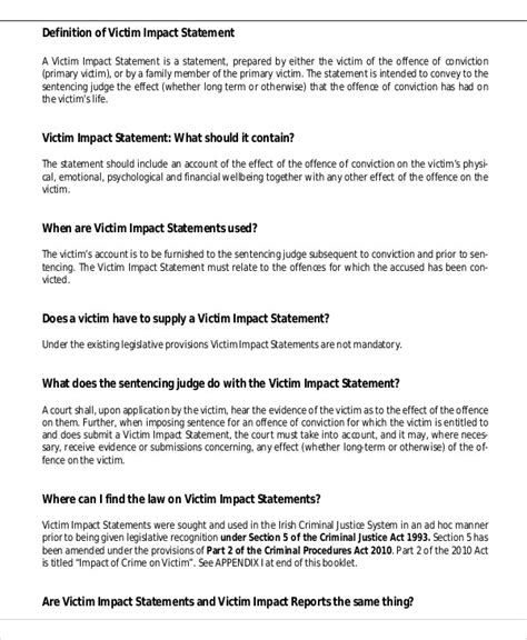 Victim Impact Statement Template