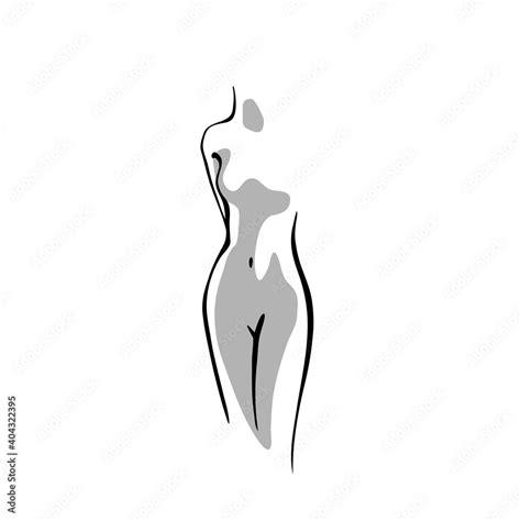 Beautiful Woman Body Minimalstic Female Nude Graphic Image Vector Contour Illustration