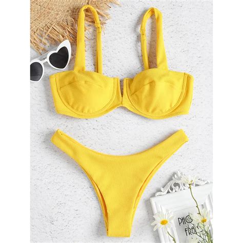 Bikini Con Tanga En Color Amarillo S Lido Ba Ador Sexy Del Para Mujer Traje De Ba O Para
