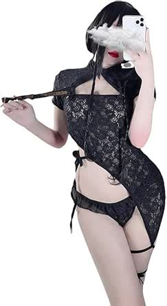 Sexy Cheongsam Transparent Pajama Dress Uniform Cosplay Women S Lace Chinese Lingerie Costume