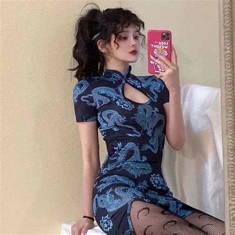 Sexy Split Bandage Mini Qipao See Through Dress Cheongsam Sexy Asian Lingerie Chinese Nightclub