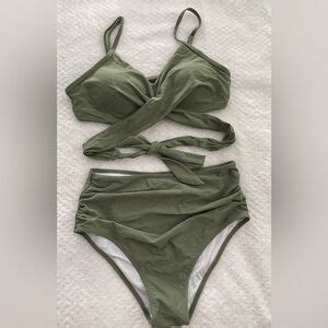 Swim Womens Piece Wrap Olive Green Bikini Swimsuit Poshmark