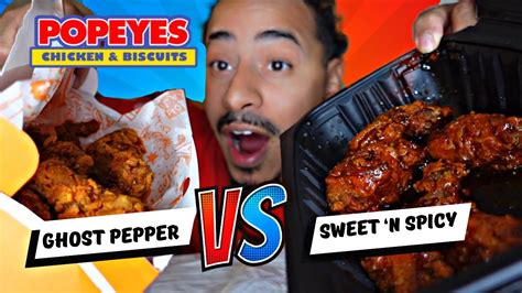 Popeyes New Sweet ‘n Spicy Wings Vs Ghost Pepper Chicken Youtube