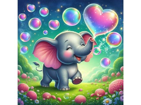 smiling elephant blowing bubbles shape graphic  clipartguru