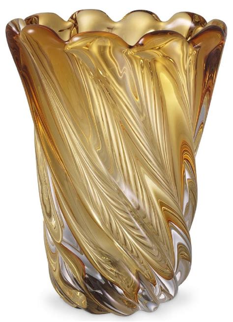 Casa Padrino Luxury Decorative Glass Vase Yellow X H Cm