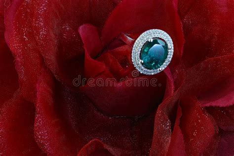 Emerald Ring With Diamonds Stock Photo Image Of T 66348424