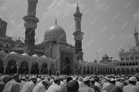 Premium Photo The Muslim Men Praying Outside The Masjid Alharam Mecca