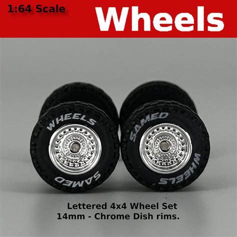 Mm X Truck Tire Sets Lettered Chrome Dish For Hot Wheels Etsy