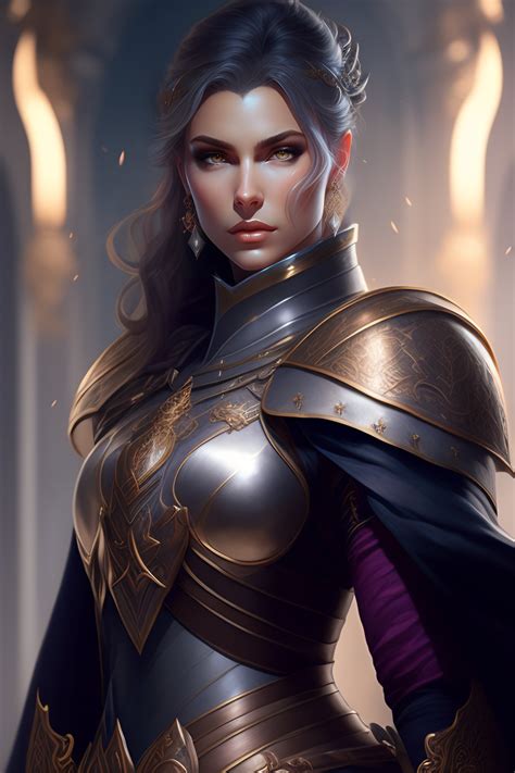 Lexica - Female paladin in center, dnd, fantasy, short gray hair ...