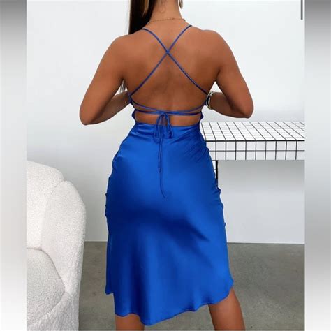 Thats So Fetch Dresses Satin Royal Blue Midi Dress Poshmark