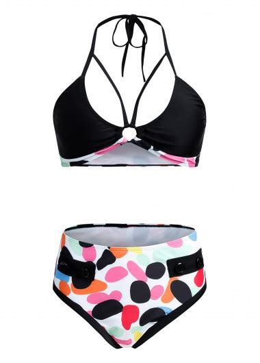 Rainbow Color Polka Dot High Waist Bikini Set Modlily Usd