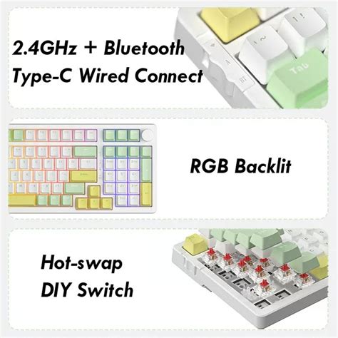 Ajazz Ak Keys Wireless Bluetooth Three Mode Hot Swap Rgb Gaming