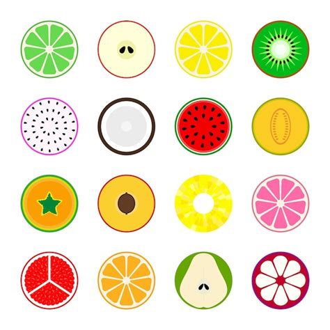 Colecci N De Iconos De Frutas Vectoriales Dise O Simple De Frutas