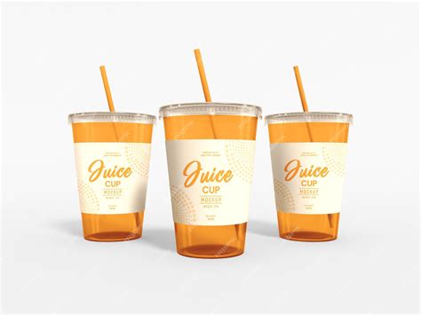 Premium Psd Transparent Plastic Juice Cup With Straw Mockup
